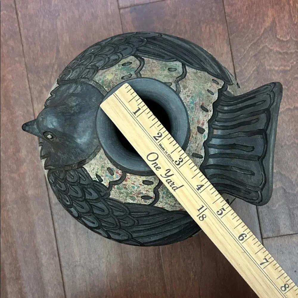 Vintage Santodio Paz Bird Vase, Made in Chulucanas Peru, Boho Rustic Naturalist